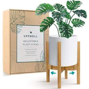 Adjustable Wood Plant Stand Indoor | 8-12 " Mid Century Modern Flower Pot Stand